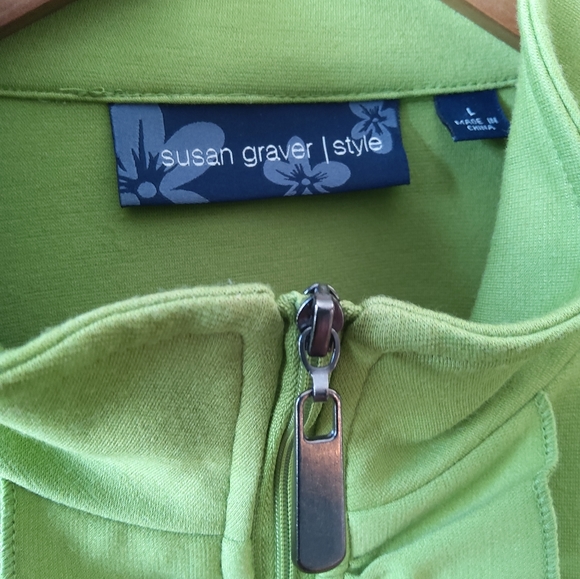 Susan Graver zip front jacket with cascading ruffle L - Picture 3 of 7